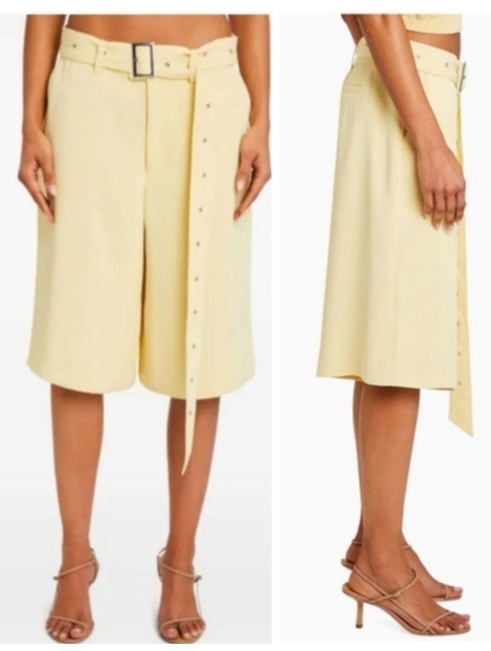 SER.O.YA $298 Philomena Shorts "Butter" Yellow Belted Women's XS Quiet Luxury